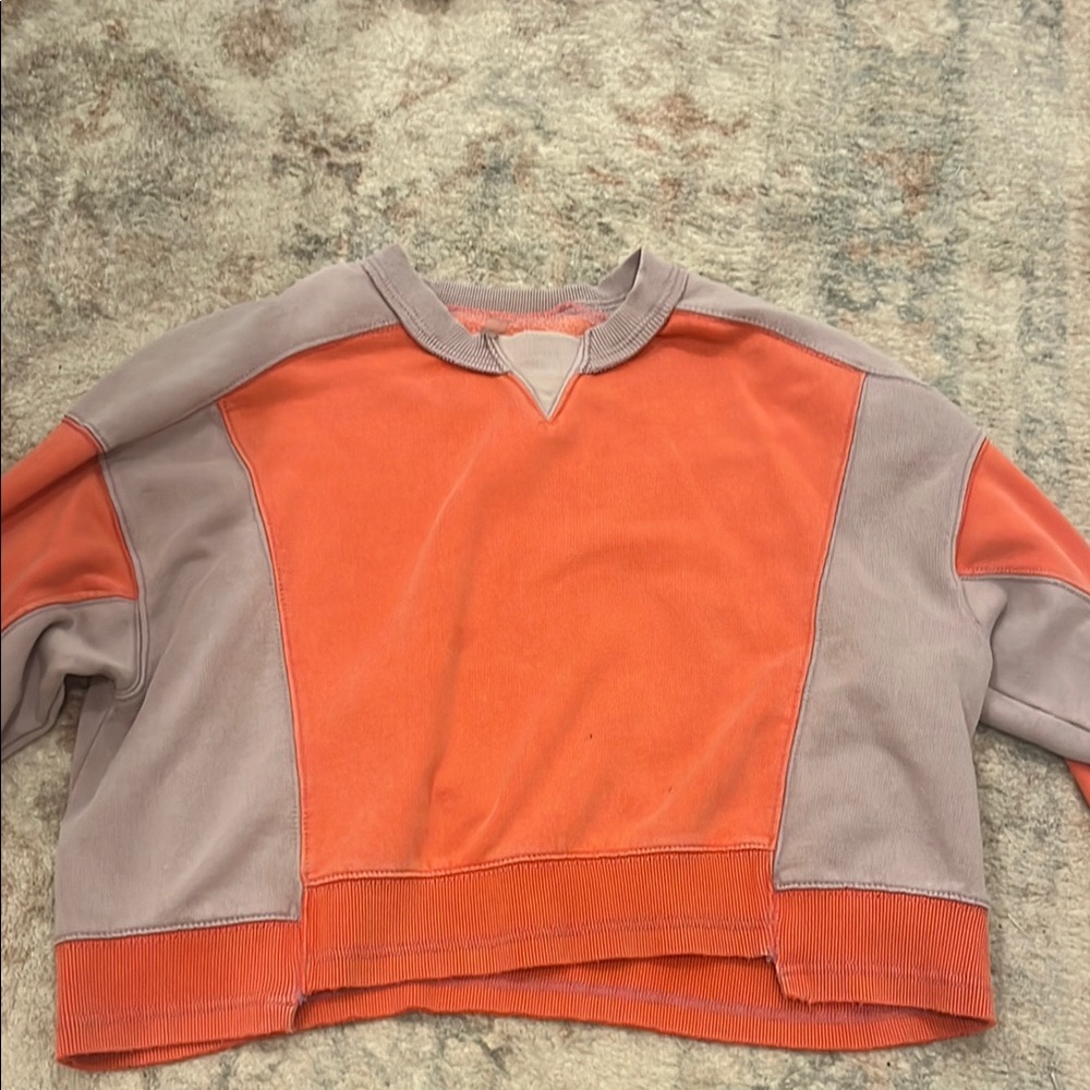 Free People Orange and Gray Sweatshirt